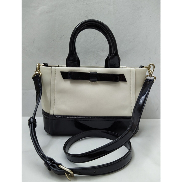 Kate Spade New York Color Block Black White Bow Satchel Crossbody Bag - Picture 1 of 16
